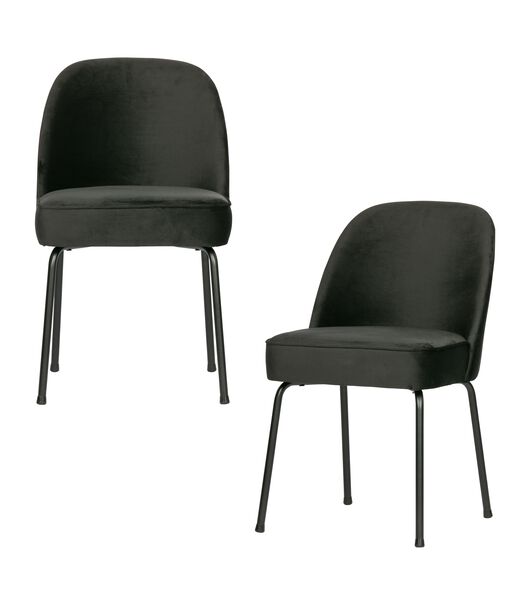 Lot de 2 chaises de table - Velours - Noir - 82.5x50x57 - Vogue