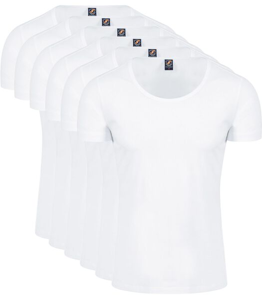 Otaru T-Shirt Brede Ronde Hals Wit 6-Pack