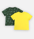 Set met 2 BIO jersey t-shirts, geel/donkergroen image number 2