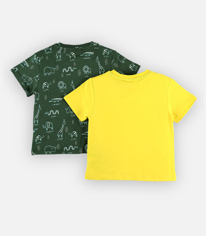 Set met 2 BIO jersey t-shirts, geel/donkergroen image number 2