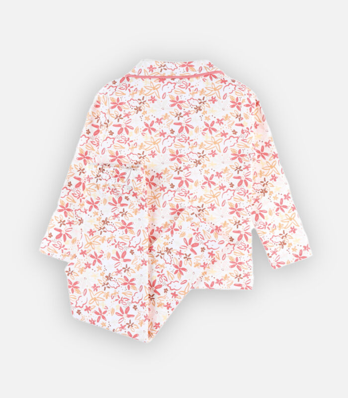 Bio katoenen 2-delige pyjama met bloemetjes, ecru/roos image number 4
