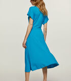 Turquoise midi-jurk met vlinderstrik image number 3