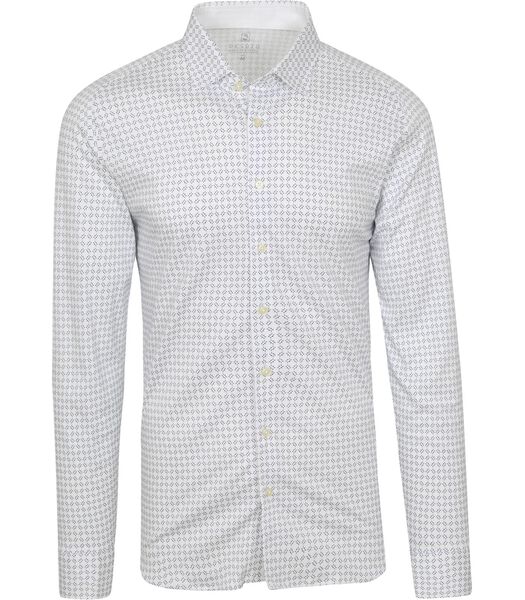 Desoto Overhemd Strijkvrij Print Wit