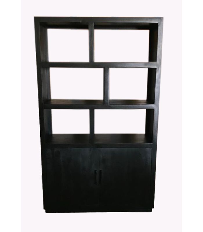 Black Omerta - Armoire bibliothèque - mangue - noir - 2 portes - 6 niches - châssis acier image number 2