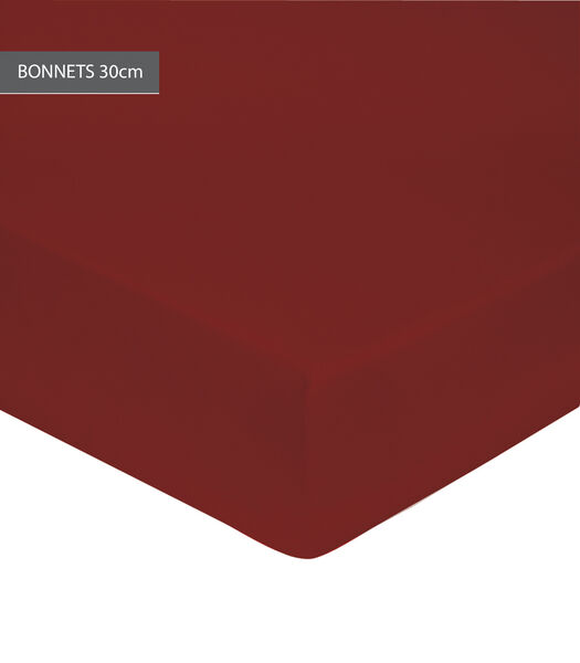 Drap Housse rouge - Satin 100% coton bonnet 30cm