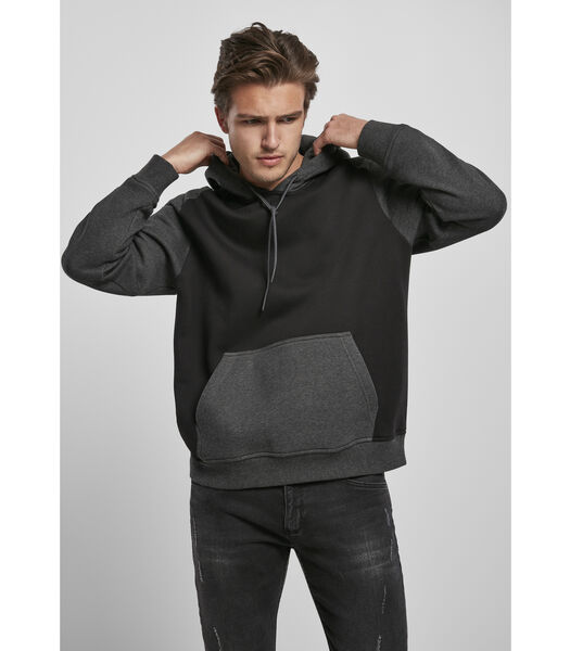 Sweatshirt à capuche 2-tone fake raglan