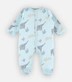 Jersey 1-delige pyjama met olifantenprint, aqua image number 0