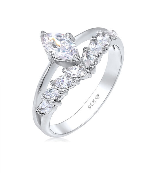 Ring Elli Premium Ring Dames Fonkelend Elegant Met Zirkonia Kristallen In 925 Sterling Zilver Verguld