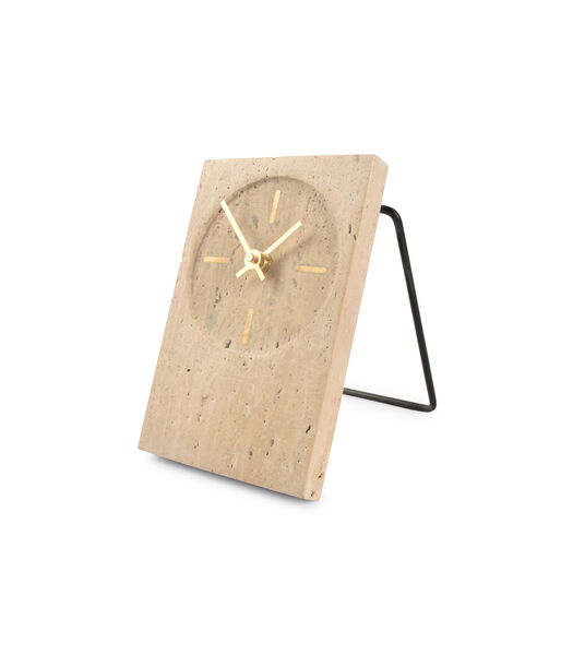 Horloge de table 12xH18cm travertin beige Zone