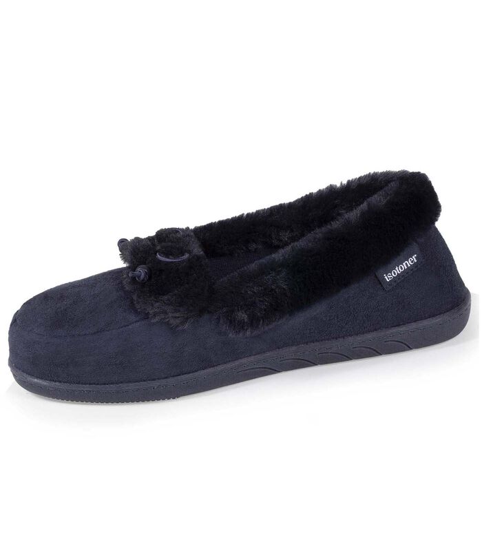 Dames Moccasin Slippers Navy image number 0