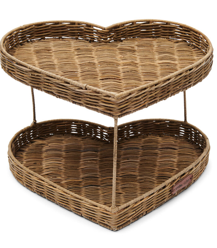 Rustic Rattan Double Heart Tray image number 0