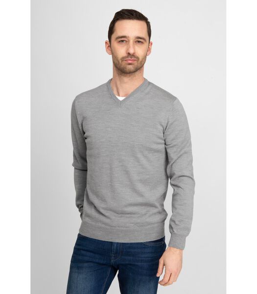 Suitable Pull-over Col-V Laine Gris