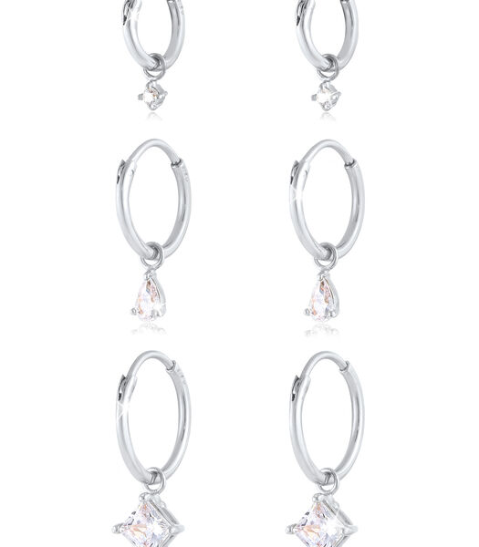 Oorbellen Dames Elegante Hanger Met Zirkonia Kristallen In 925 Sterling Zilver Verguld