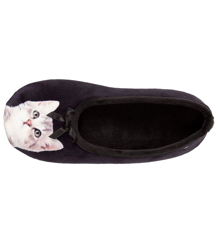Chaussons Ballerines femme chat Noir image number 1