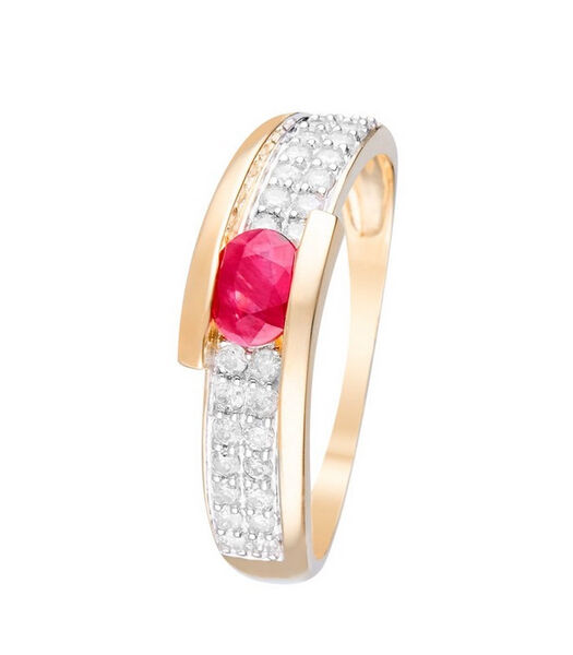 Ring "Jaipur Rubis" geelgoud, robijnen en diamanten