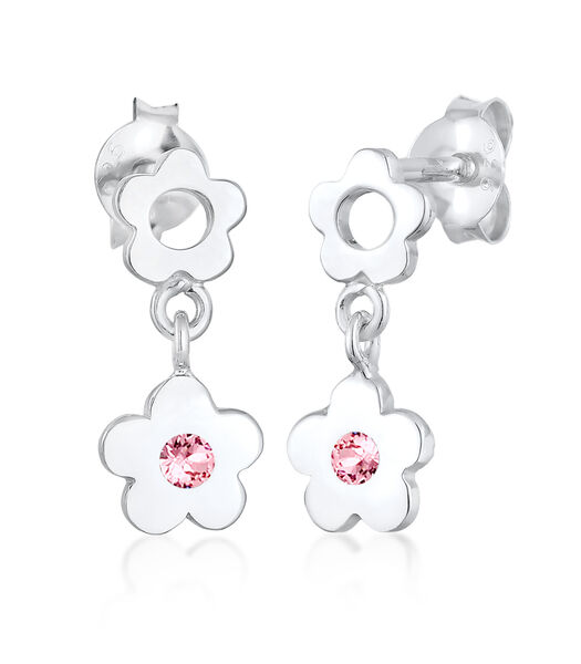 Boucles D'oreilles Boucles D'oreilles Enfants Fleur Avec Cristal En Argent Sterling 925