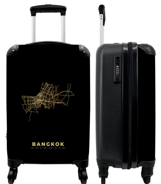 Valise spacieuse avec 4 roues et serrure TSA (Or - Carte - Plan de ville - Bangkok)