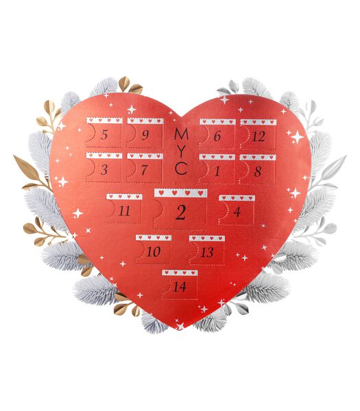 Adventskalender Surprise Heart Box - 14 juwelen - Veelkleurige afwerkingen - Oostenrijks kristal