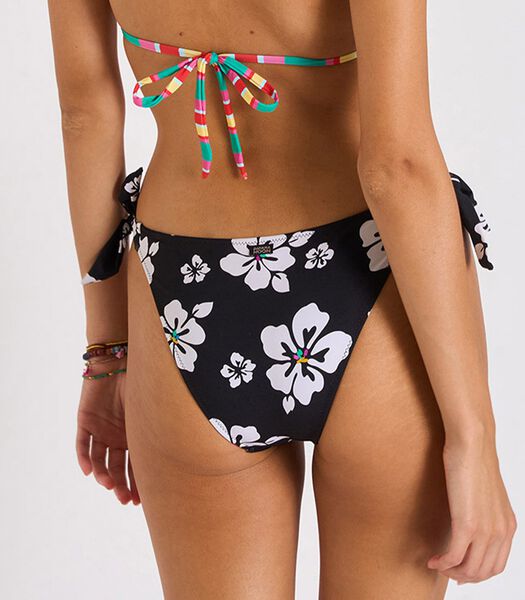 Zwart geknoopt bikinibroekje met bloemenprint Benta Sunmuse