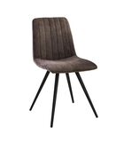 Lined Velvet - Chaise de salle à manger - lot de 4 - velours - taupe - rayé - métal - noir image number 0
