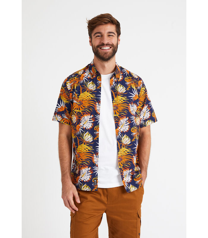 Shirt met korte mouwen met oranje bladeren print image number 0