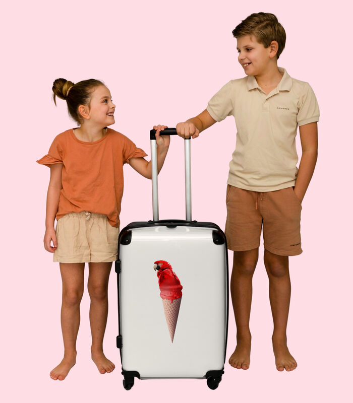 Bagage à main Valise avec 4 roues et serrure TSA (Crème glacée - Perroquet - Rouge - Cônes de glace - Blancs) image number 1