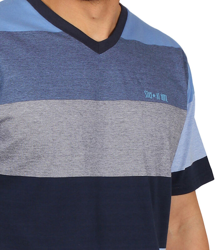 Homewear pyjamashorts t-shirt Stay Stripes blauw image number 3