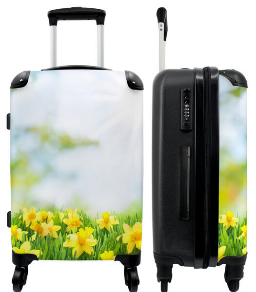 Bagage à main Valise avec 4 roues et serrure TSA (Jonquille - Fleurs - Printemps - Jaune - Lumière du soleil)