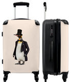 Handbagage Koffer met 4 wielen en TSA slot (Pinguïn - Dier - Hoed - Zwart) image number 0