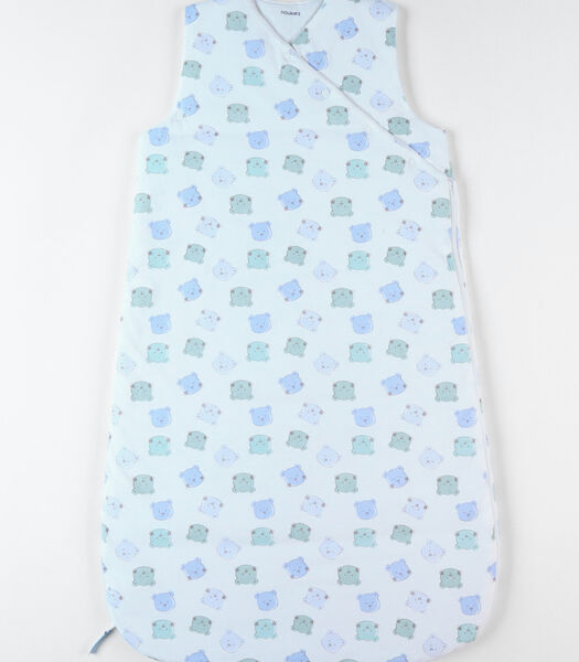 90 cm jersey slaapzak met bloemetjes, ecru/lichtblauw