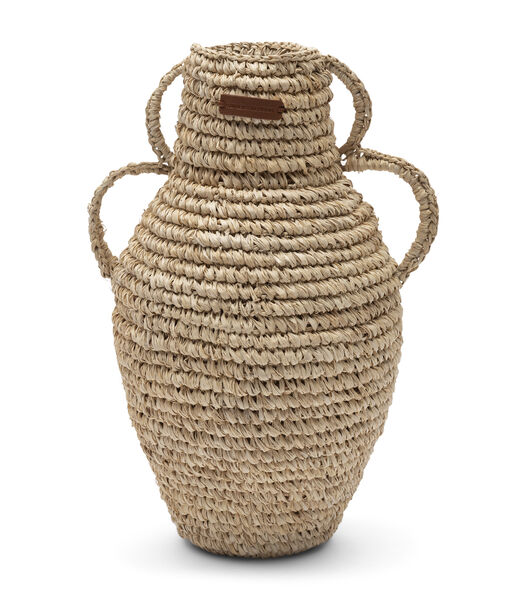 Coco Island vaas droogbloemen - decoratieve rieten pot met handvaten