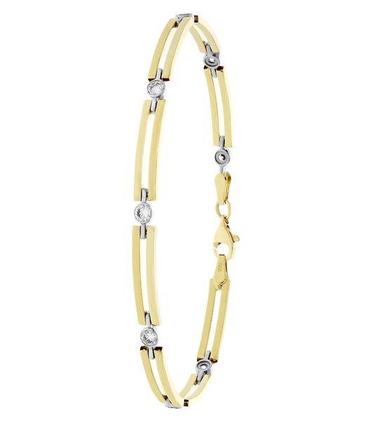 Bracelet bicolore en or 14 carats avec zircons fantaisie