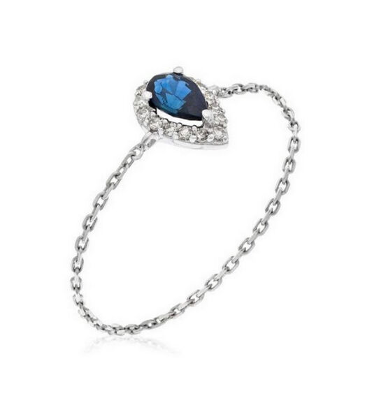 Ring 'Blue Tear Saphir' witgoud en diamanten