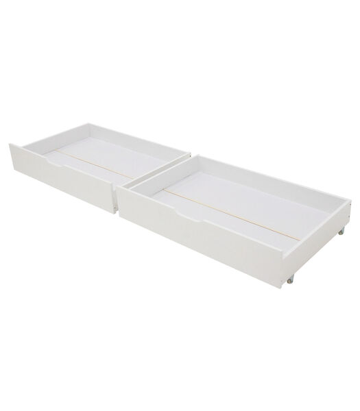 Lot de 2 tiroirs de rangement blancs pour lit