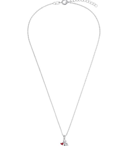 Ketting met hanger voor meisjes, 925 sterling zilver, zirkonia (synth.) | engel, hartje
