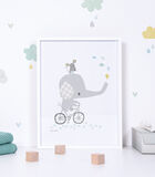 SMILE IT'S RAINING - Affiche encadrée - Éléphant sur son vélo image number 2