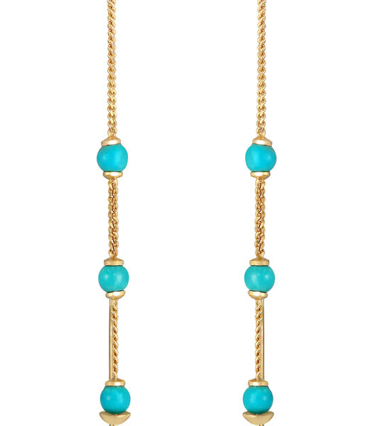 Oorbellen Dames Oorbellen Trekken Door Turquoise Trend Blogger Met Howlite Beads In 925 Sterling Silver Gold Plated