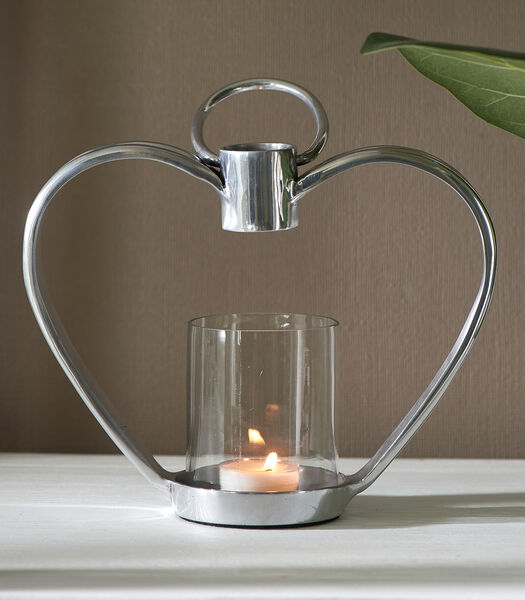 Riviera Maison Windlichten Voor Binnen - RM Heart Lantern - Zilver - 1 Stuks