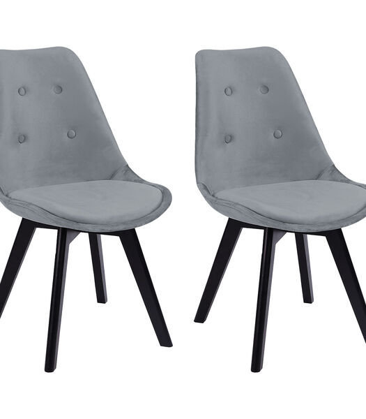 Lot de 2 chaises en velours NORA grises avec coussin