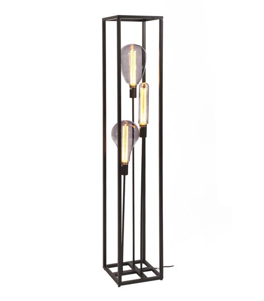Cage - Lampadaire - structure en acier - noir - 3 lumières