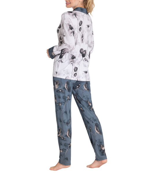Pyjama long style chemise à motif floraux Ayaka