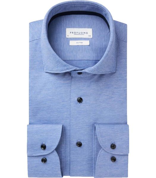 Profuomo Overhemd Knitted Mid Blauw Melange