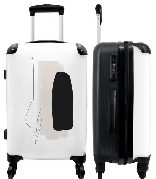 Handbagage Koffer met 4 wielen en TSA slot (Beige - Zwart - Lijn - Abstract)