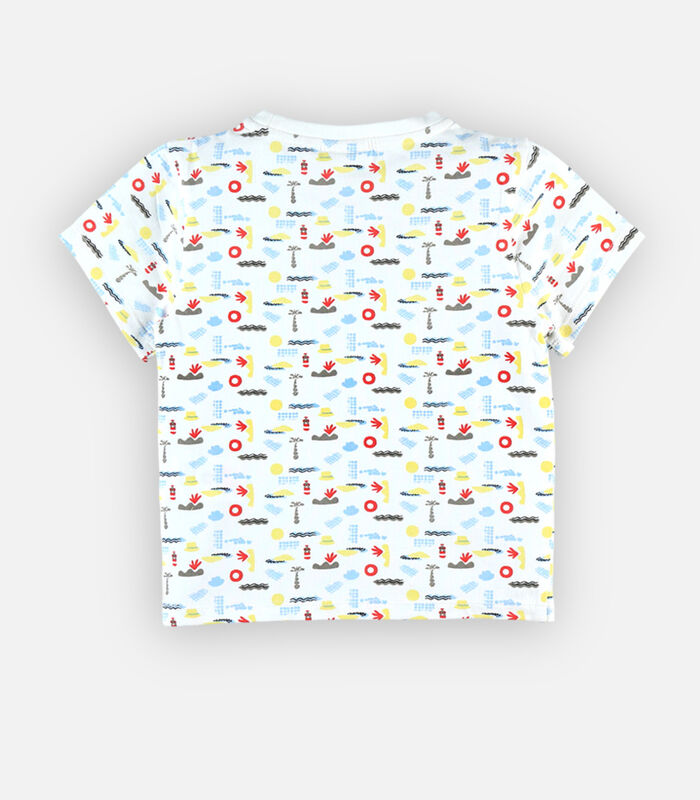 Jersey t-shirt met prints, ecru image number 1