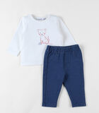 2-delige jeansset met legging en T-shirt met luipaardprint image number 0