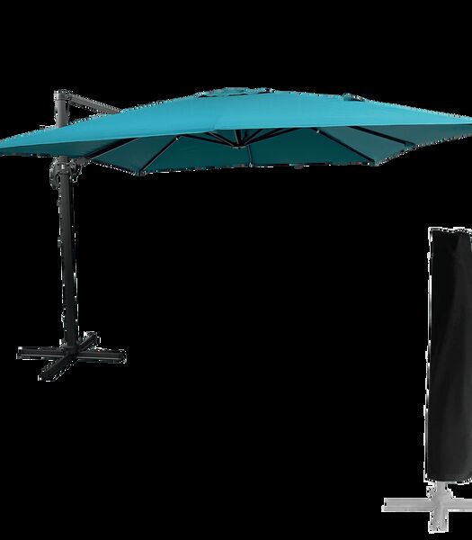 Offset paraplu MOLOKAI vierkant 3x3m blauw + hoes