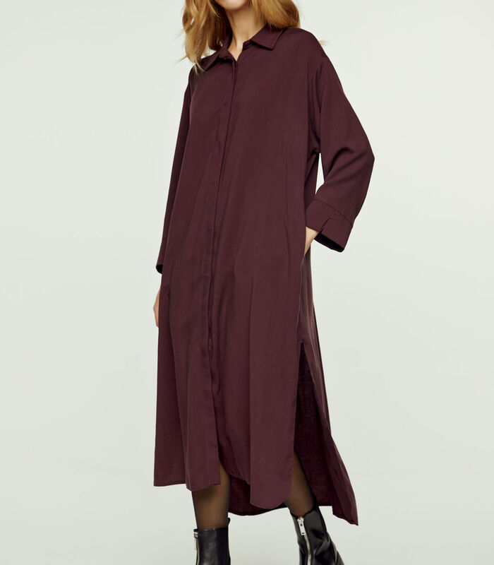 Bourgondische midi-jurk met zijsplitten image number 0