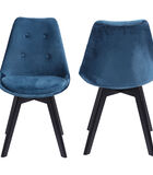 Set van 4 blauwe NORA fluwelen stoelen met kussen image number 3