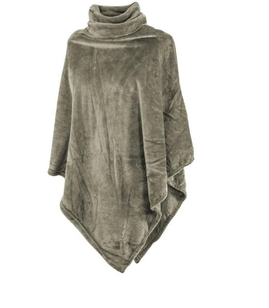 Poncho Cosy Collar Taupe Microflanel