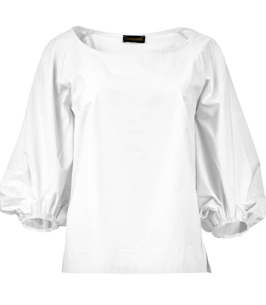 Klassieke witte poplin blouse met een glanzende twist